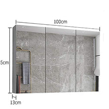 SXFYZCY Mobile Specchio da Bagno in Legno massello Mobile Specchio a 3 Ante a Parete Senza Vernice con ripiano Mobile Contenitore a Specchio Impermeabile