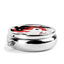 Scatola rotonda per medicina portatile, mini portapillole in metallo, dispenser per pillole tascabili, borsa da viaggio, regalo Koi Fish Yin Yang