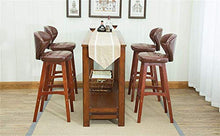 MZH Sgabelli da Bar Sedia da Pranzo Poltrone Moda Sedie da Bar in Legno massello Cucina Sedia da Colazione/Sedia da Pranzo Alta Retro Cuscino in Pelle PU Sgabello da Bar/Sgabello Alto Nero