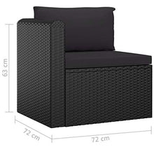 Tidyard 4 pz Set Divani da Giardino con Cuscini in Polyrattan,Salottino da Giardino con Divano,Poltrone e Tavolino,Nero