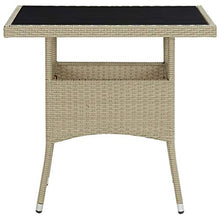 FAMIROSA Tavolo da Pranzo da Giardino Beige in Polyrattan e Vetro