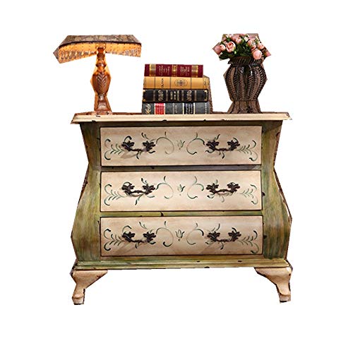 Zhengowen Cassettiera Cassetto Console American Armadio in Legno Massiccio mobili antichi Dipinti Tre cassetti Retro Credenza Industriale (Colore : Yellow, Size : 81x41x70cm)