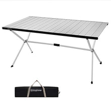 HYJBGGH Tavolo Pieghevole da Campeggio in Alluminio Tavolo da Picnic Tavolo da Giardino per Cucinare All'aperto, Viaggiare con Lo Zaino in Spalla (Color : Silver, Size : 146 * 80 * 70cm)