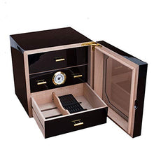 WRJY Humidor per sigari Scatola per sigari, armadietto idratante per sigari in Legno di Cedro con umidificatore e igrometro Temperatura e umidità Costanti Finestra in Vetro Vernice per