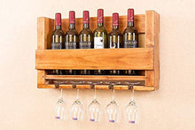 MFLASMF Solid Wood Hanging Wine Bottle Rack Storage Stand Living Room Wine Glass Stemware Holder Storage Shelf Modern Minimalist Design for Wine Lovers