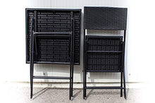 AVANTI TRENDSTORE - Pliniana - Set da Balcone in Metallo e polyrattan, Composto da 2 sedie e 1 Tavolo Pieghevole di Colore Nero. Dimensioni Lap 210x80x58 cm
