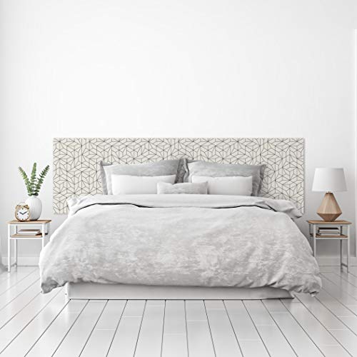 MEGADECOR Testiera per letto in PVC, decorativa, economica, motivo astratto, linee intrecciate, sfondo bianco, varie misure (200 cm x 60 cm)