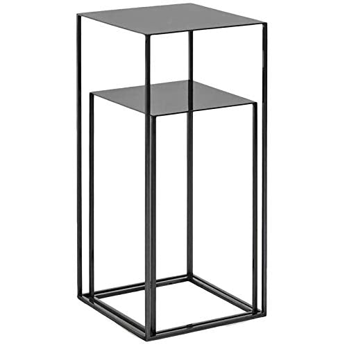 Tavolino Set di 2 Stretto Tavolo da Nidificazione, Alto Espositore per Piante da Soggiorno，Stile Industriale Metallo (Color : Black)