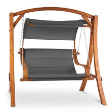 blumfeldt Maui Hollywoodschaukel - Dondolo, Sedile: 110 cm, 2 Posti, Tenda da Sole incl, Materiale: Legno Massiccio e Poliestere, Catene in Acciaio Inox, Viti Inox Zincate, Grigio Scuro