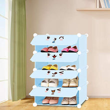 XWZH Cabinet Scarpe da Polvere Cappello da Scarpe Fai-da-Te Mobile modulare Armadio di plastica 4 Scaffalatura a Tracolla Cabinet Gabinetto Armadio, Blu