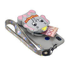 Artfeel Portafoglio Cover per Xiaomi Redmi 7,Carino 3D Cartoni Animati Morbido Silicone TPU Custodia con Cerniera Tasca e Cinturino Cordino al Collo Caso,Elefante Grigio