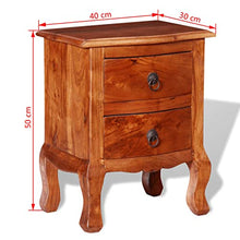 vidaXL Comodino con 2 Cassetti in Legno di Acacia Cassettiera Tavolino Letto
