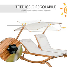 Outsunny Sdraio da Giardino 2 Posti con Schienale Reclinabile 3 Livelli, Tetto e Cuscini, 210x155x175cm Beige