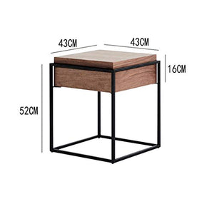 WFDLIU Ferro Battuto in Legno Massello Comodino Piccolo 1 Cassetto Mobili Comodini Camera da Letto È Anche Un Piccolo Tavolo Tavolino Tavolino in Noce