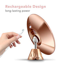 Fancii Specchio Ingranditore 10x Ricaricabile con 3 Impostazioni di Luce a LED e Ventosa Potente - 20 cm Specchio per Il Trucco del Bagno Dimmerabile Illuminato, Lana (Oro Rosa)