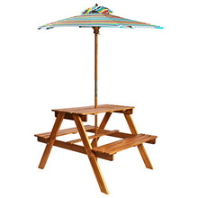 Festnight Tavolo da Picnic per Bambini in Legno di Acacia con Ombrellone,Tavolo da Giardino per Bambini in Legno con Ombrellone 79x90x60cm