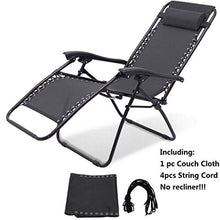 Sedia universale per il tempo libero Tessforest tessuto di ricambio nero per sedie Zero Gravity, panchina da patio, divano da giardino, sedia pieghevole (con lacci) AOD