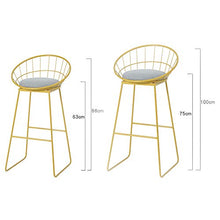 Sgabello da bar × 2, sgabello alto per uso domestico, poltrona lounge bar dell'hotel, con poggiapiedi e schienale, seduta comoda/A / 63CM