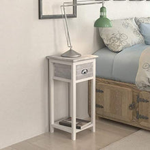 Zerone Comodino per camera da letto, comodino, mobiletto con 1 cassetto per camera da letto, soggiorno, rettangolare, 30 x 30 x 63 cm, grigio e bianco