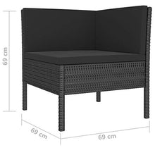 SKM Set Divani da Giardino 4 pz con Cuscini in Polyrattan Nero (29kg) Nero-6967