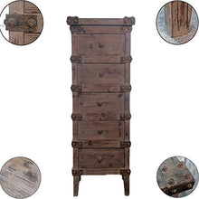 QKJD Armadi di Portico Paese Americano da Pranzo Retro armadi in Legno Retro Vecchio Multi-Layer cassetto armadietto di stoccaggio mobili 50x35x115CM