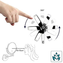 FHQCU Specchio per Il Trucco Specchio a Parete Specchio di Bellezza a LED Ingrandimento 5X + Normale Touch Screen da 8 Pollici Specchio da Trucco Rotondo a Parete Specchio da Trucco Girevole a 360 °