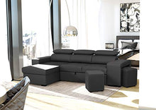 Confort24 John - Divano letto angolare a 3 posti, forma L, colore: Nero
