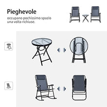 Outsunny Set Tavolino e Sedie da Giardino Pieghevoli e a Dondolo per Esterno, Balcone, Terrazzo, Grigio