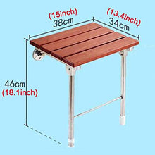 NA Sedia Pieghevole a Muro in Legno Sgabello in Acciaio Inox Legs Pieghevole Design Sedia da Parete 8cm Sgabello da Bagno Invisibile 160KG