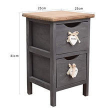 Rebecca Mobili Comodino Shabby Chic con 2 Cassetti, Legno paulownia, Grigio - Art. RE4558