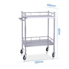 Carrelli portaoggetti Carrozzina per terapia mobile per infermieristica a 2 ripiani, mensola per passeggino medica per saldatura generale, auto in acciaio inox 430, L50xW40xH86 I will take action now