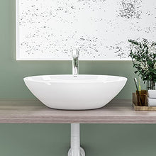 Signstek, lavandino da appoggio, in ceramica, 41 x 33 x 14 cm, lavabo rotondo, bianco, con bobina
