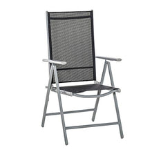 Outsunny Sedia da Giardino Pieghevole in Alluminio e Textilene Schienale Regolabile a 7 Livelli, Nero 65x55x85-105cm