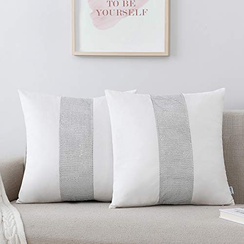 NordECO HOME Set di 2 Fodere Decorative per Cuscini - Fodere per Cuscini Morbidi in Velluto per la Decorazione della casa del Letto, 45x45 cm, Bianco