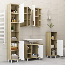 vidaXL Armadio da Bagno Bianco e Rovere Sonoma 30x30x179 cm Truciolato