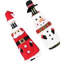 Holibanna 2 Set Copertura per Bottiglia di Vino Natalizio Tappo per Bottiglia di Vino Santa Pupazzo di Neve Grembiule Festa Cena Cena Decorazione della tavola