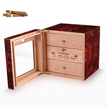 WRJY Umidificatore per sigari Alcool Naturale Legno di Cedro Verniciato a Pianoforte Armadietto antiumidità per sigari Traspirante Cassetto a Tre Strati Igrometro Esterno capacità 50