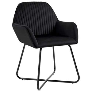 2 pz Sedia Poltroncina da Sala Pranzo Sedie Moderne da Cucina con Schienale e Braccioli Sedia Imbottita in Velluto per Camera da Letto Soggiorno 61 x 61 x 84 cm-Nero