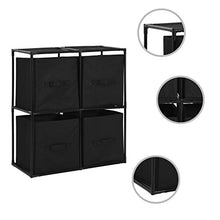 FAMIROSA Armadietto con 4 Cestini in Tessuto Nero 63x30x71 cm in Acciaio