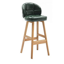 XEWNEGTZI Sgabelli da Bar Moderni E Semplici, con Sedile in PU E Gambe in Legno Massello, Comodo Schienale E Poggiapiedi, Sgabelli Alti per Bancone da Cucina per La Colazione (7 Colori)(Color:Verde)
