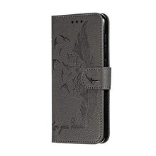 Robinsoni Custodia Compatibile con Xiaomi 9 SE Case Portafoglio Cover Libro Case Piuma Stampato Pelle PU Antiurto Case Wallet Taccuino Cover Libretto Cartone Animato Case Folio Flip Cover Grigio