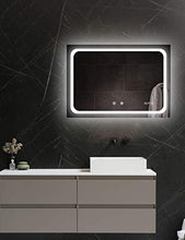 ApeJoy® 50 x 70 cm Specchio da bagno a LED, Antiappannamento, luce bianca fredda, illuminazione a LED Specchio a parete, risparmio energetico, angoli arrotondati, AJ02s