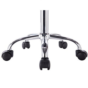 eSituro Sgabello Girevole con Ruote Sgabelli Scrivania Estetica con Schienale Sedia Ufficio Regolabile in Ecopelle per Studio Medico Parrucchiere Bianco SBST0182