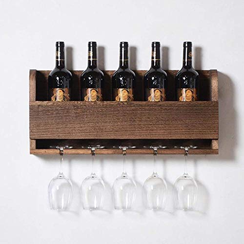 Pratico Scaffale Per Bottiglie Di Vin Pratico Scaffale Per Bottiglie Di Vin Porta Bottiglie E Vetro - Portabottiglie Da Parete Per 5 Bottiglie Di Vino E 5 Bicchieri
