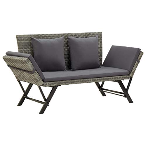 VidaXL - Panca da giardino con cuscini, 176 cm, in resina intrecciata
