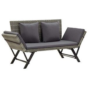VidaXL - Panca da giardino con cuscini, 176 cm, in resina intrecciata