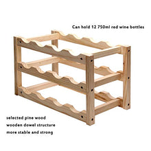 YQJ - Portabottiglie in legno con 12 fessure, antiscivolo, per bar, cucina, cantina, armadio, tavolo, in legno massiccio ad alta densità, 46 x 24 x 28 cm