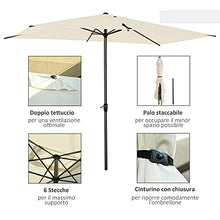 Outsunny Ombrellone da Giardino 300x200cm, Esterni, Spiaggia o Terrazza con Doppio Tettuccio Rettangolare, Beige