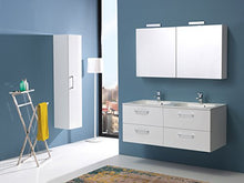 Kiamami Valentina Mobile Bagno Classico 120CM 4 CASSETTI Doppio LAVABO Bianco Lucido | Boston