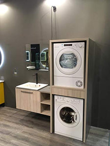 Dafne Italian Design Mobile Lavanderia Porta Lavatrice Porta asciugatrice con Specchio e lavabo Composizione Bagno Funzionale